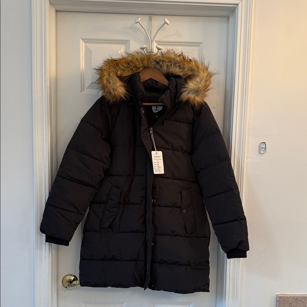 Fasrykoc Women's Black Winter Coat